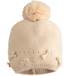 New-born girl's cotton beret BEIGE Minibanda