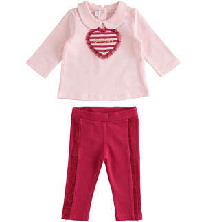Completo maglietta con cuore e leggings ROSA Minibanda