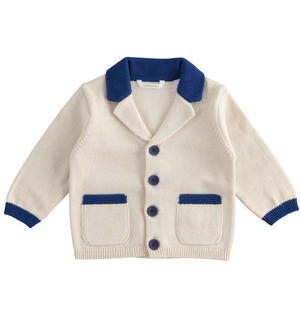 Cardigan neonato elegante 100% tricot di cotone BEIGE Minibanda