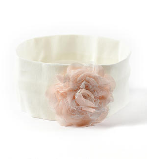 Fascia capelli neonata con fiore PANNA Minibanda