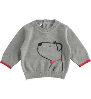 Maglia in tricot con cagnolino GRIGIO Minibanda
