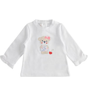Maglietta neonata girocollo con stampa orsetto BIANCO Minibanda
