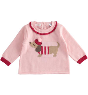 Maglioncino in tricot con cagnolino ROSA Minibanda
