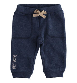 Pantalone Minibanda in tessuto spigato di maglia effetto tricot BLU Minibanda