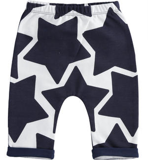 Pantalone neonato 100% cotone stampa stelle BLU Minibanda
