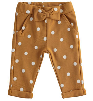 Pantalone neonato lungo100% cotone a pois MARRONE Minibanda