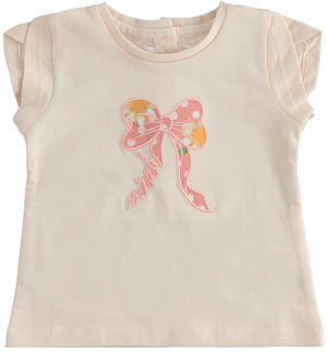 T-shirt neonata 100% cotone con fiocco ROSA Minibanda