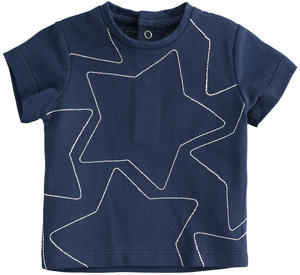 T-shirt neonato 100% cotone con ricamo stelle BLU Minibanda