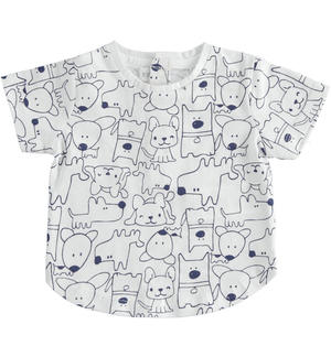 T-shirt neonato 100% cotone stampa all over cagnolini Minibanda