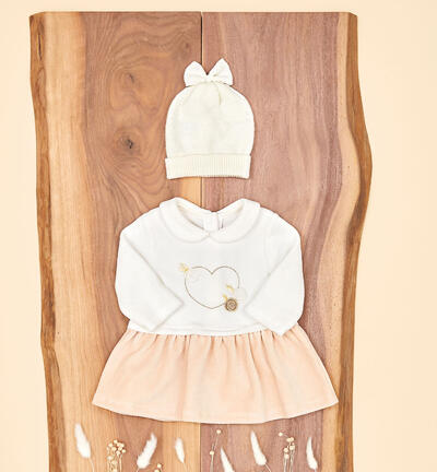 Heart dress for baby girls CREAM Minibanda