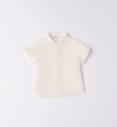 Boy's short-sleeved linen shirt CREAM Minibanda
