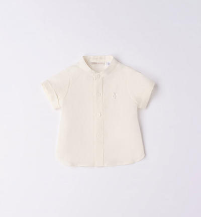 Camicia bimbo in lino manica corta PANNA Minibanda