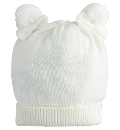 Cappellino neonata con pompon PANNA Minibanda
