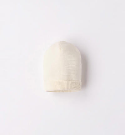 Cappello cuffia neonati in tricot PANNA Minibanda