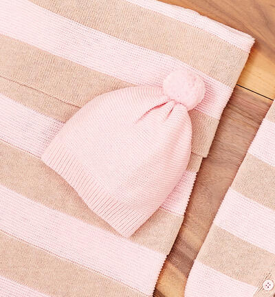Cappello pompon neonato ROSA Minibanda