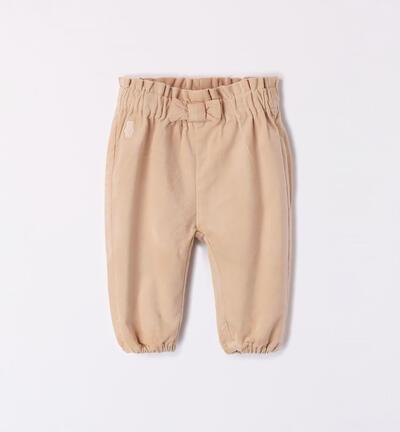 Beige velvet trousers for girls BEIGE Minibanda