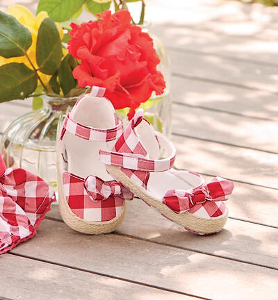 Baby girls' shoes in Vichy fabric RED Minibanda