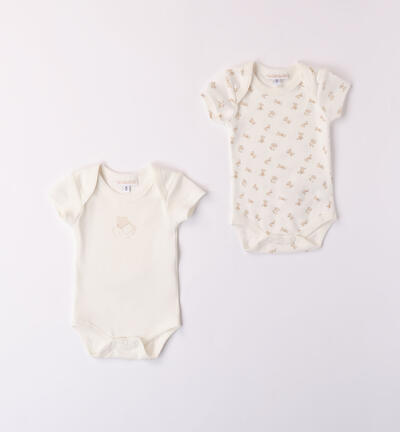 Set of baby boy bodysuits CREAM Minibanda