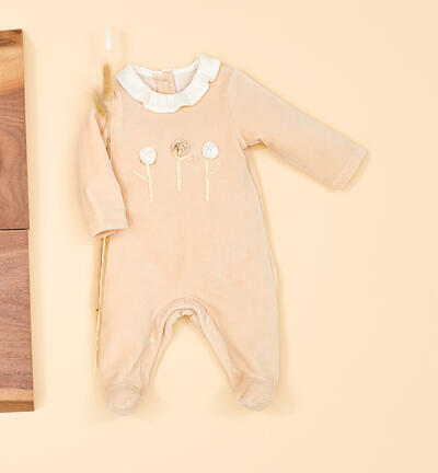 Baby girl onesie with collar BEIGE Minibanda