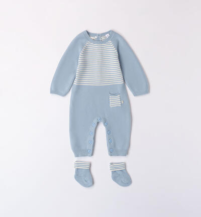 Boys' babygrow in tricot LIGHT BLUE Minibanda