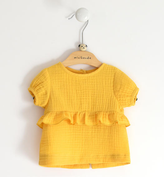 Camicia neonato a manica corta 100% cotone da 1 a 24 mesi Minibanda GIALLO-1614