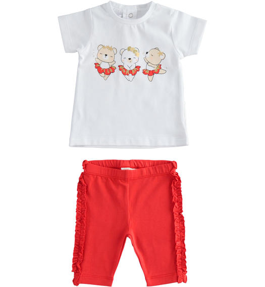 Completino neonata t-shirt con orsetti e leggings da 1 a 24 mesi Minibanda BIANCO-0113