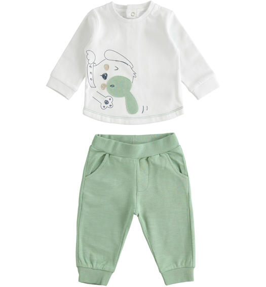 Completino neonato 100% cotone maglietta e pantalone da 1 a 24 mesi Minibanda BIANCO-0113