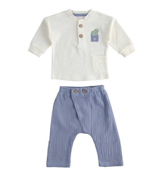 Completino neonato 100% cotone maglietta e pantalone da 1 a 24 mesi Minibanda MILK-0111