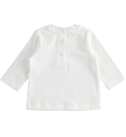 Maglietta girocollo "Orsetta furbetta" per bimba da 1 a 24 mesi Minibanda PANNA-0112