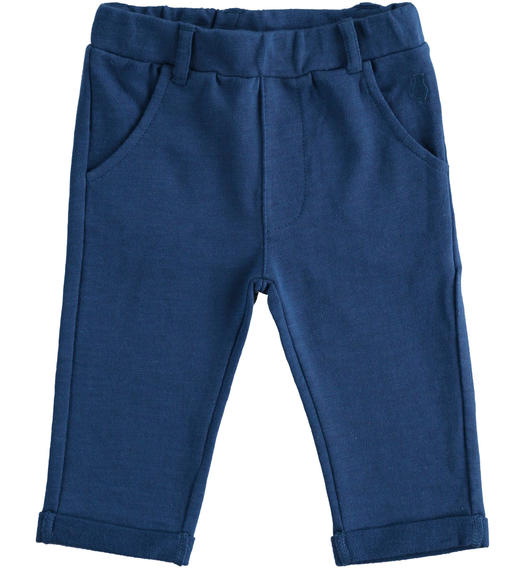 Pantalone neonato in felpa 100% cotone da 1 a 24 mesi Minibanda BLU INDIGO-3647
