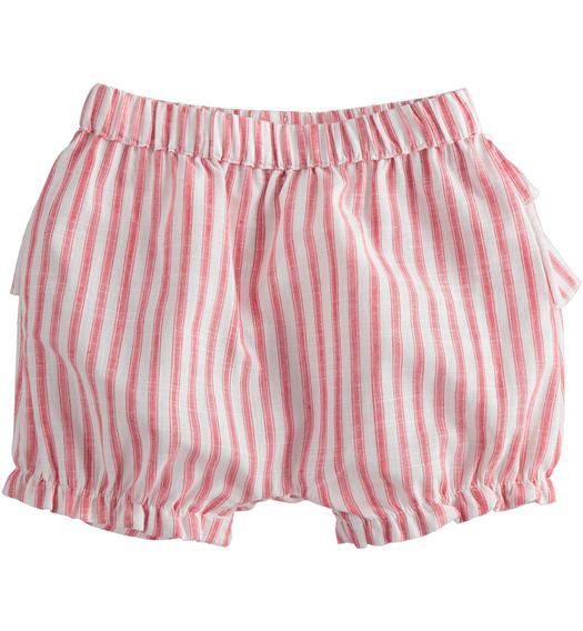 Pantalone neonato corto 100% cotone a righe da 1 a 24 mesi Minibanda ROSSO-2235