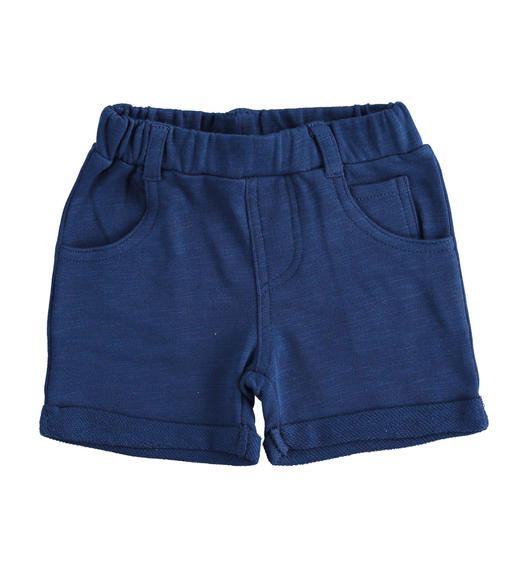 Pantaloni corti neonato 100% cotone da 1 a 24 mesi Minibanda BLU INDIGO-3647