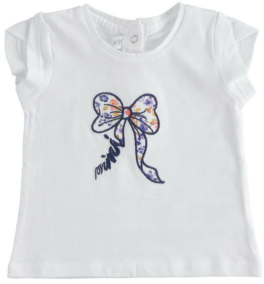 T-shirt neonata 100% cotone con fiocco da 1 a 24 mesi Minibanda BIANCO-0113