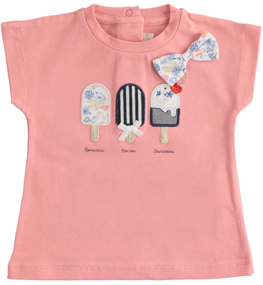 T-shirt neonata con gelati e fiocco da 1 a 24 mesi Minibanda ROSA PESCA-2316