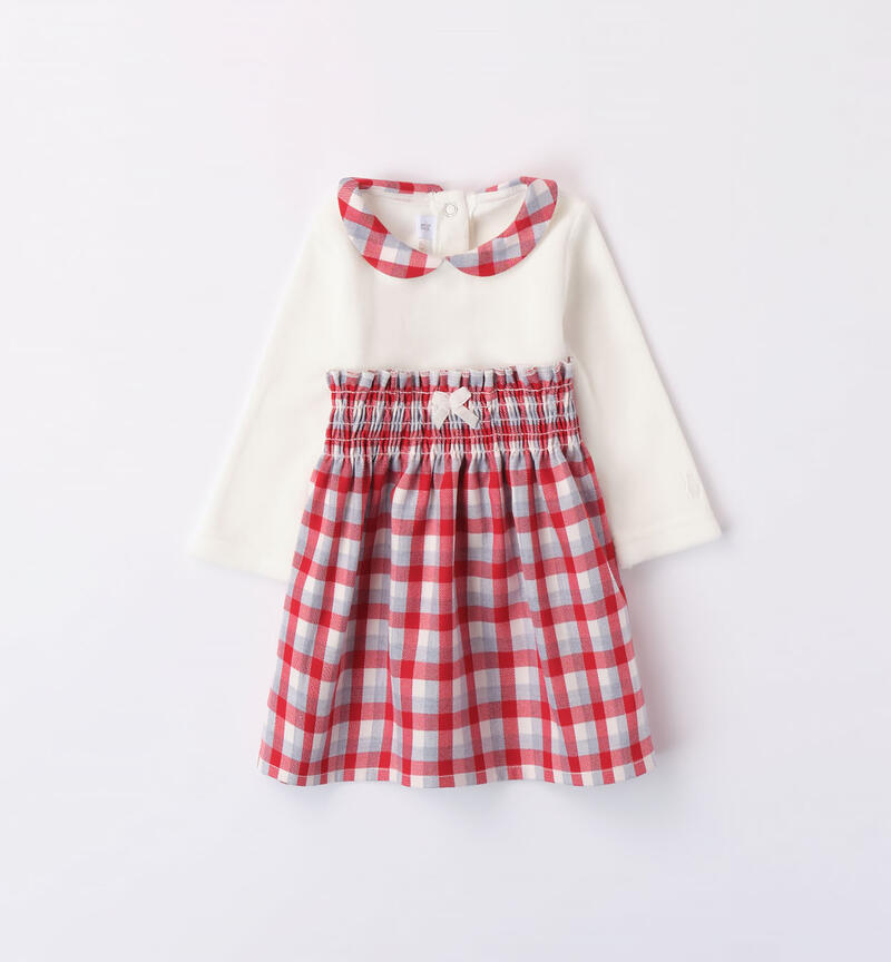 Minibanda check dress for girls, from 1 to 24 months ROSSO-2253