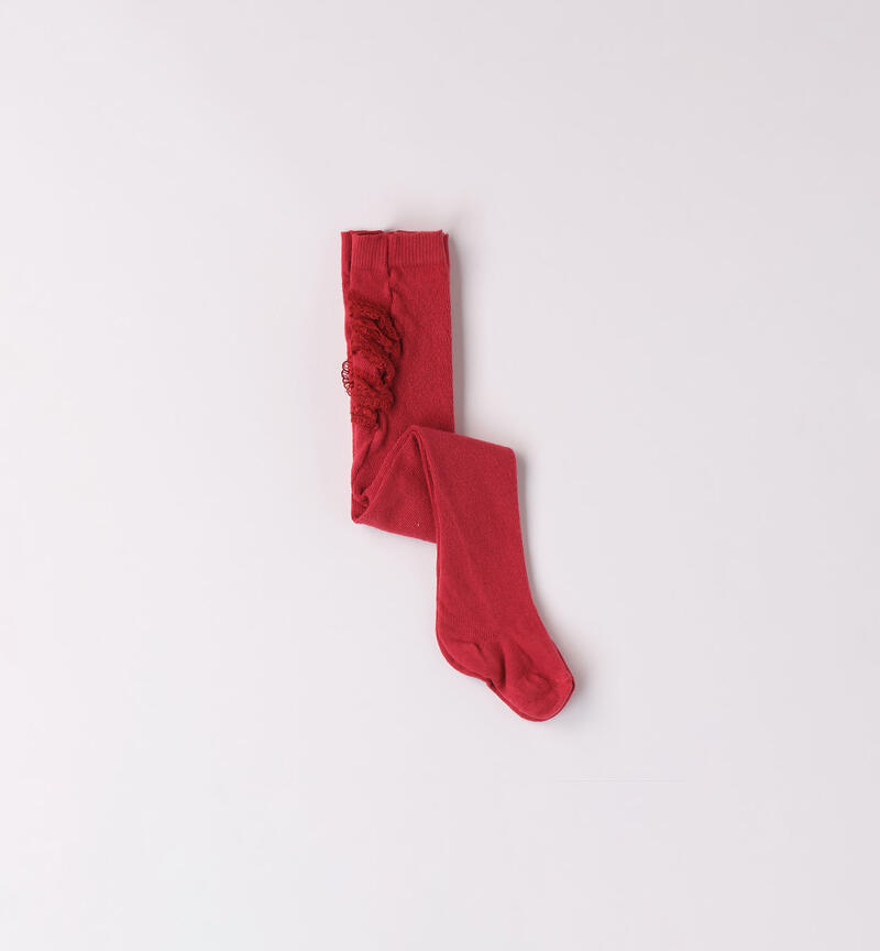 Minibanda tights with ruffles for baby girls from 0 to 24 months ROSSO-2253