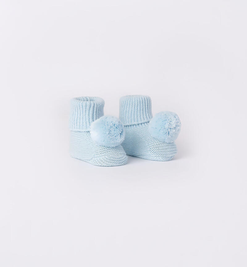 Socks with pompom for babies Minibanda LIGHT BLUE-3881