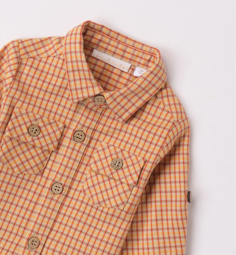 Minibanda check shirt for boys aged 1 to 24 months LATTE-0115