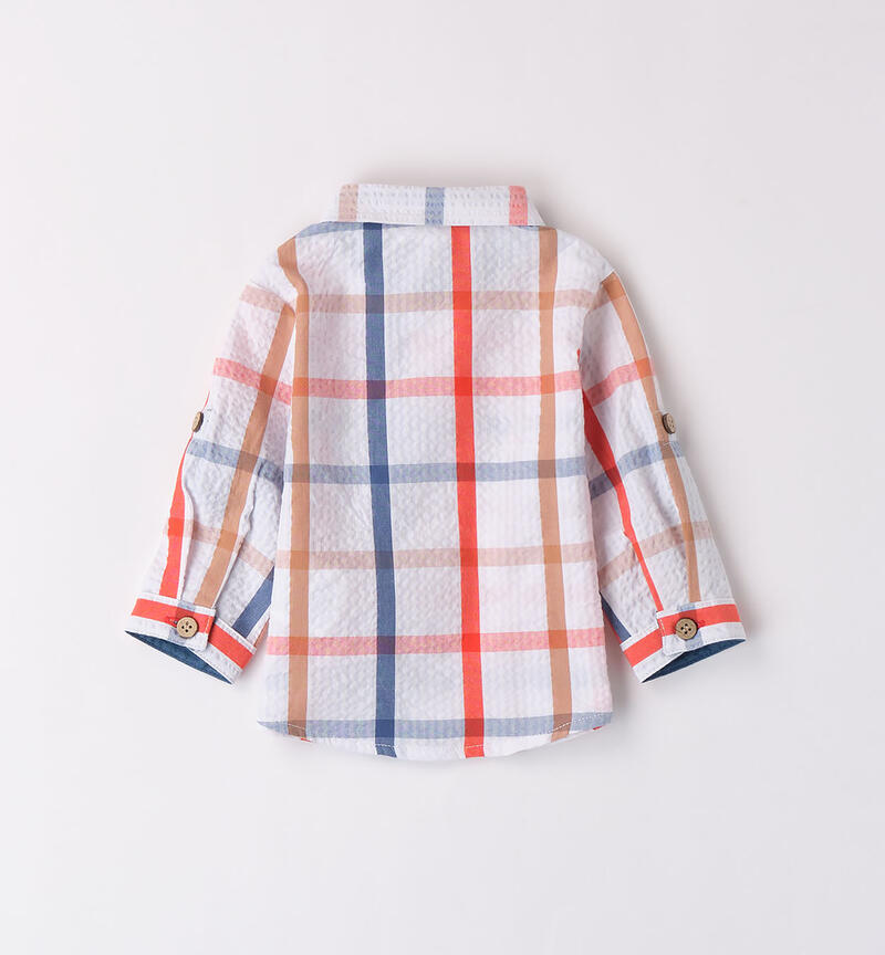 Baby boys' seersucker shirt BIANCO-0113