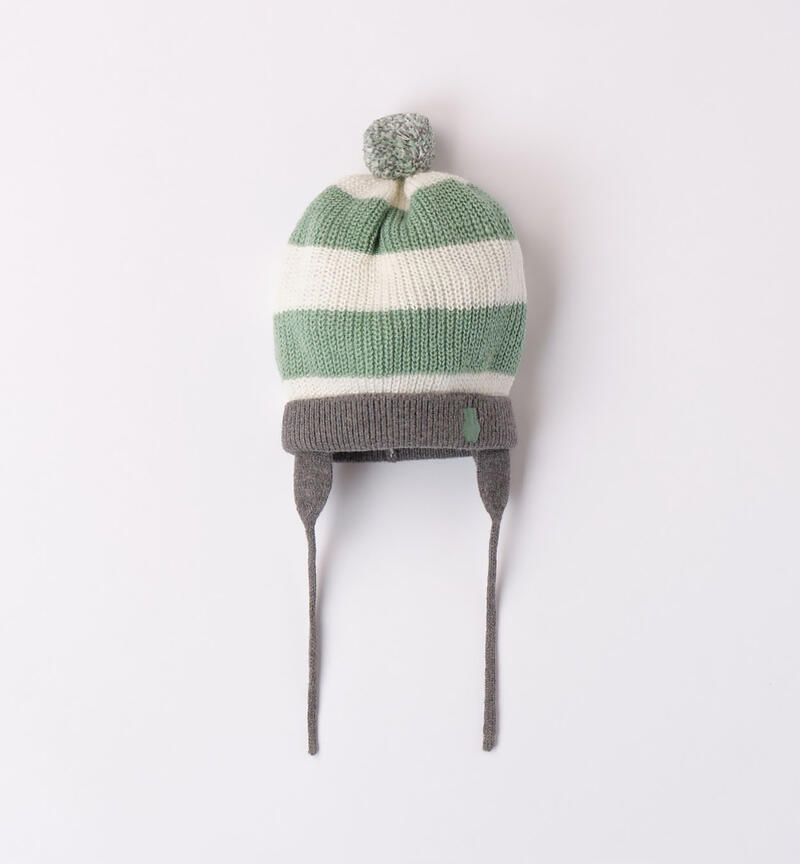 Minibanda striped hat for baby boys from 0 to 24 months VERDE SALVIA-4714