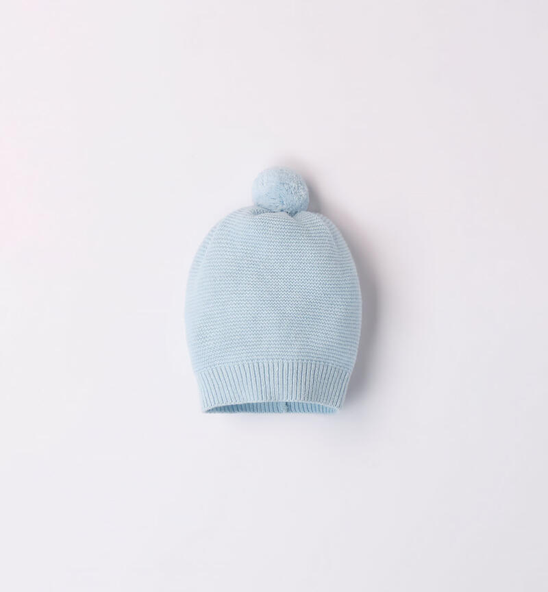 Baby hat with pompom from 1 to 24 months Minibanda LIGHT BLUE-3881