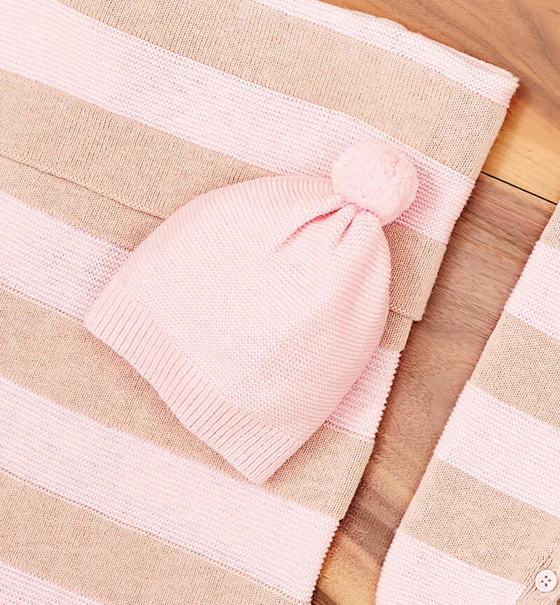 Cappello pompon neonato da 1 a 24 mesi Minibanda ROSA-2512