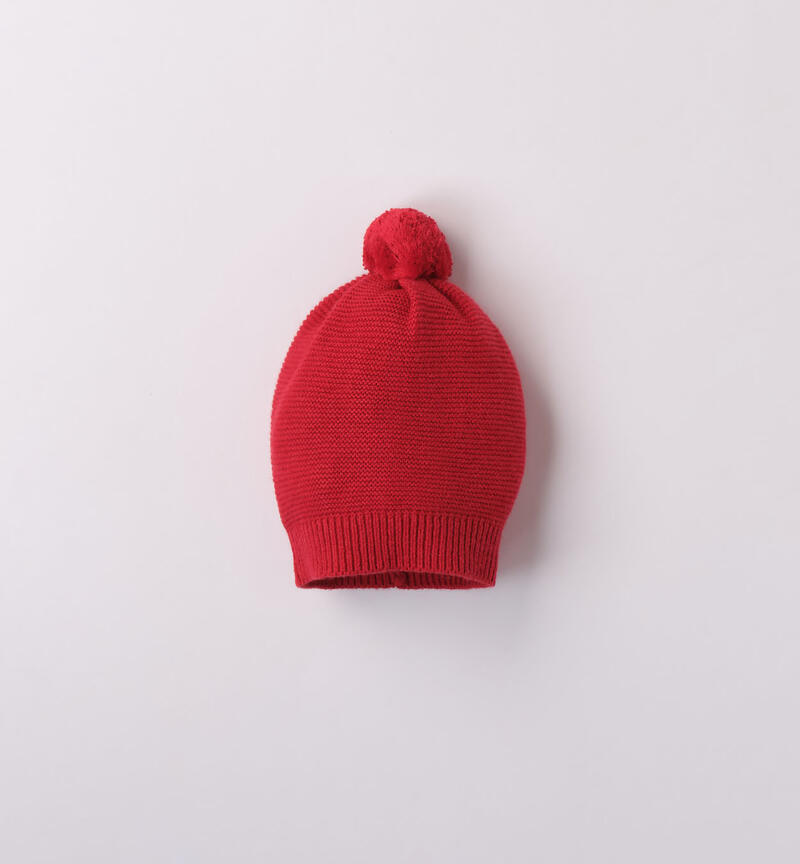 Baby hat with pompom from 1 to 24 months Minibanda ROSSO-2253