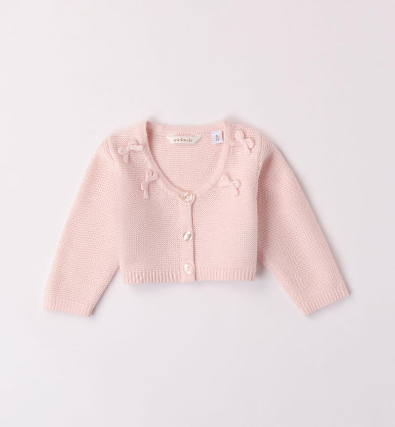 Minibanda cardigan in light pink tricot for girls from 1 to 24 months ROSA-2512