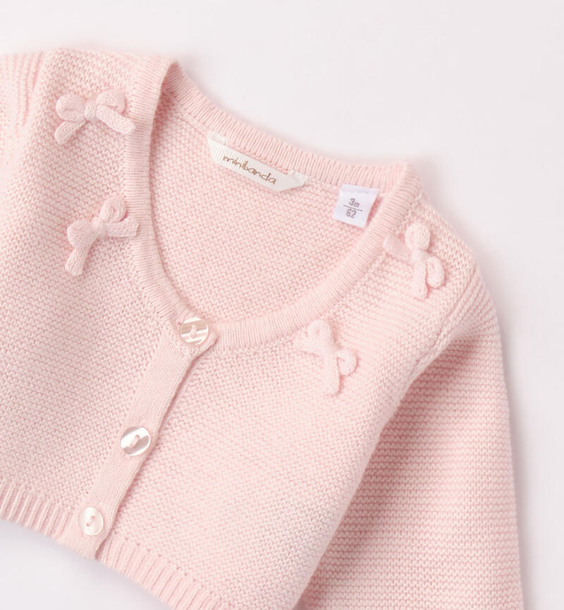 Minibanda cardigan in light pink tricot for girls from 1 to 24 months ROSA-2512