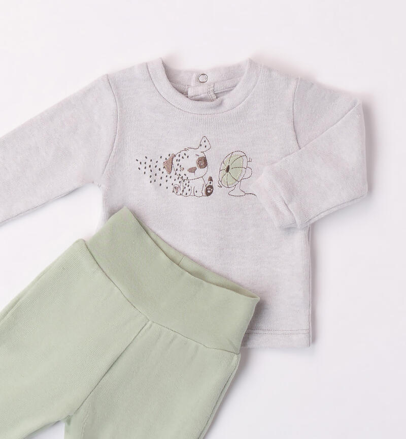 Minibanda hospital outfit for baby boys from 0 to 18 months GRIGIO MELANGE-8992