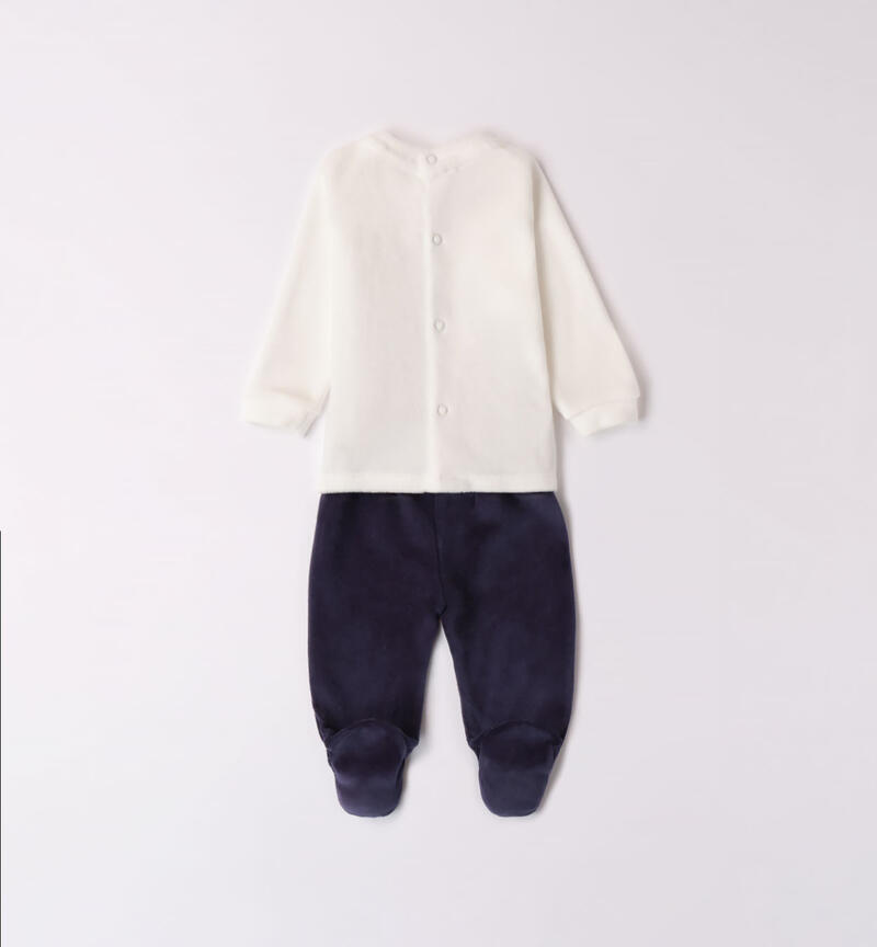 Minibanda hospital outfit in chenille for baby boys from 0 to 18 months PANNA-0112