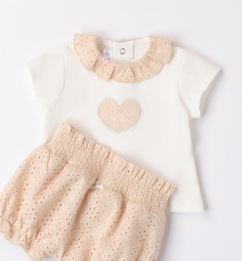 Baby girls' two-piece outfit BEIGE-1033