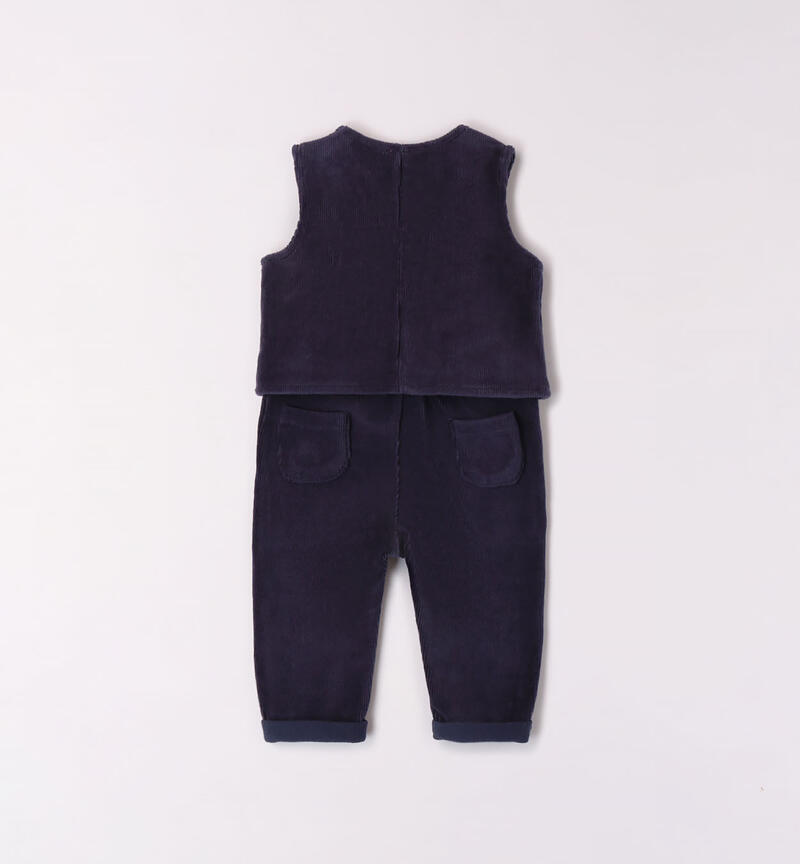 Minibanda elegant outfit in chenille for boys from 1 to 24 months NAVY-3854