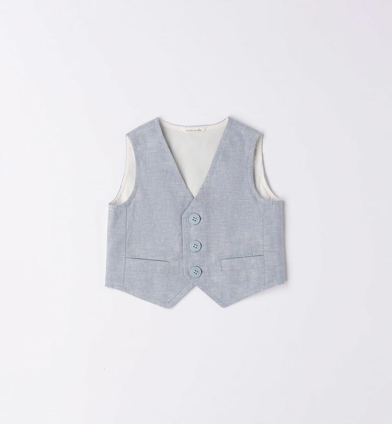 Minibanda elegant formal waistcoat for boys, from 1 to 24 months LIGHT BLUE MELANGE-8833